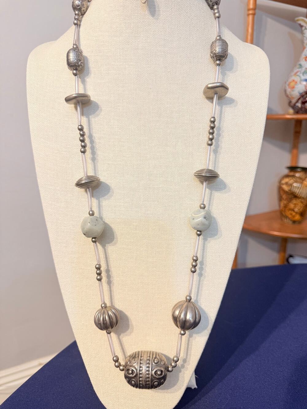 Handmade vintage Italy Express 46” Beaded Statement Necklace